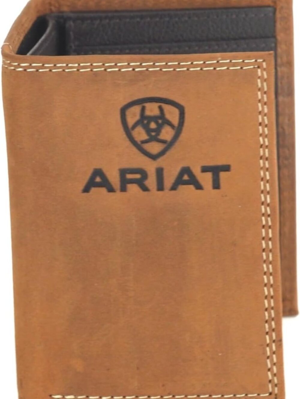 Men's Leather Trifold Wallet, Embossed Design, Stylish Medium Brown Accessory